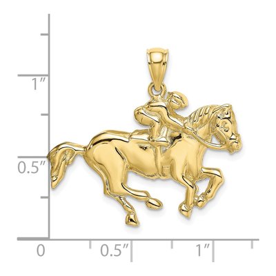 10K Yellow Gold Jockey on Horse Pendant – view 4