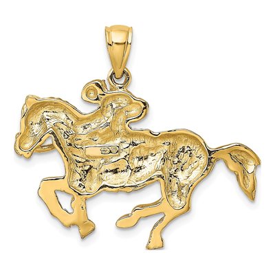 10K Yellow Gold Jockey on Horse Pendant – view 5