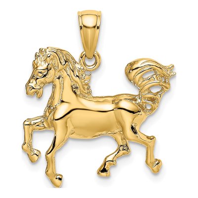 10K Yellow Gold 2-D Horse Pendant