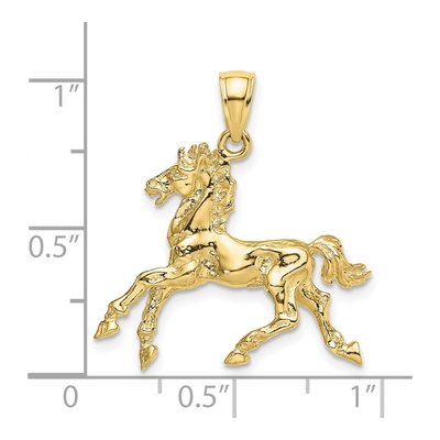 10K Yellow Gold 3D Trotting Horse Pendant – view 4