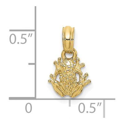 10K Yellow Gold Textured Frog Pendant – view 4