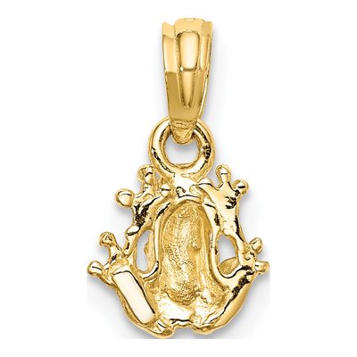 10K Yellow Gold Textured Frog Pendant – view 5
