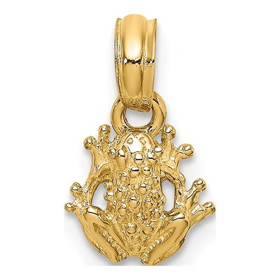 10K Yellow Gold Textured Frog Pendant