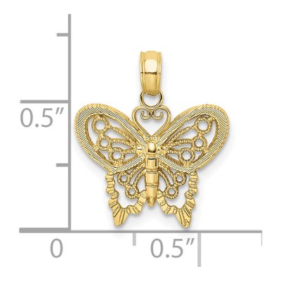 10K Yellow Gold Diamond-Cut Butterfly Charm – view 4