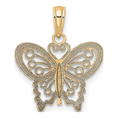 10K Yellow Gold Diamond-Cut Butterfly Charm – view 5