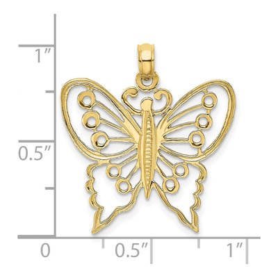 10K Yellow Gold Cut-Out Butterfly Pendant – view 4