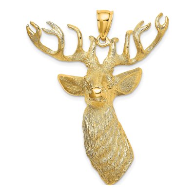 10K Yellow Gold 3-D Deer Head Charm