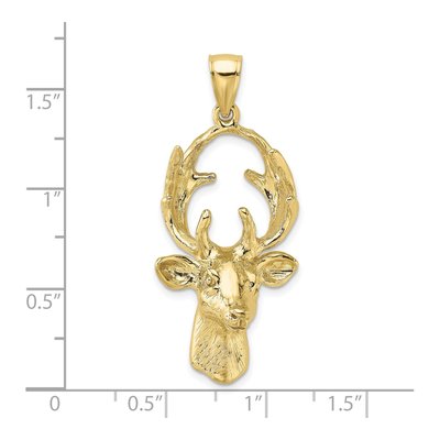 10K Yellow Gold 3-D Deer Head Pendant – view 4