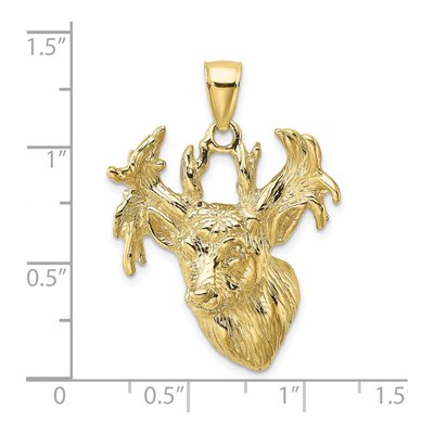 10K Yellow Gold Textured Deer Head Charm – view 4