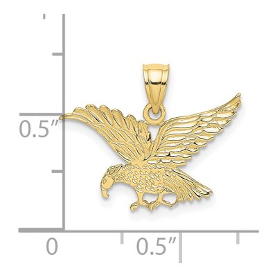 10K Yellow Gold Flat Engraved Eagle Charm – view 4