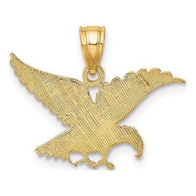 10K Yellow Gold Flat Engraved Eagle Charm – view 5