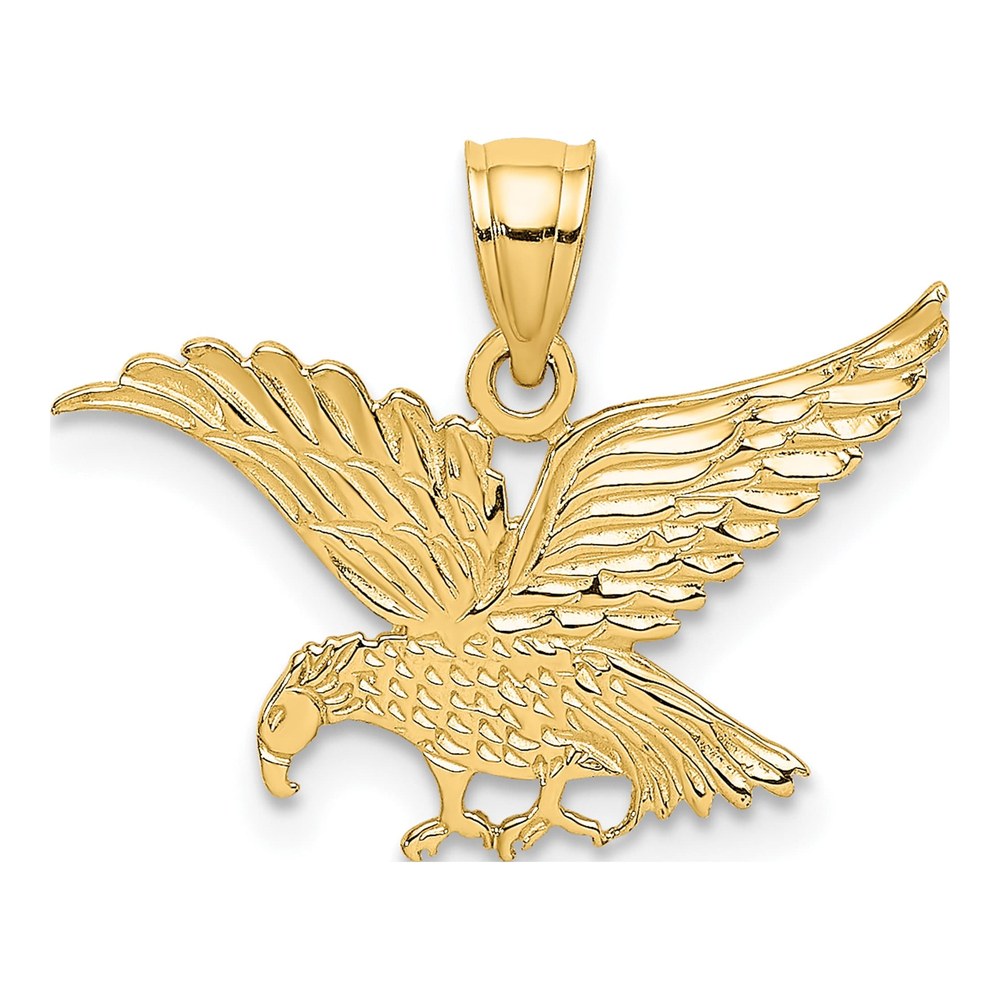 10K Yellow Gold Flat Engraved Eagle Charm