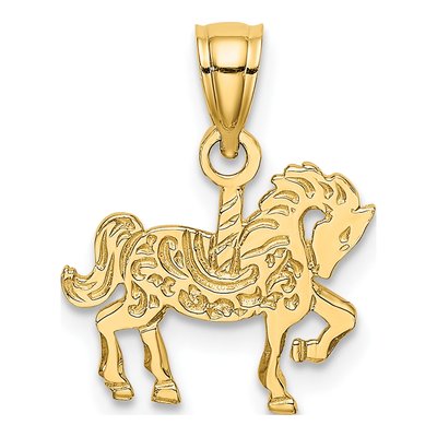 10K Yellow Gold Carousel Horse Pendant