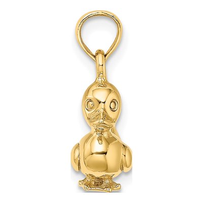 10K Yellow Gold 3D Duckling Pendant – view 3