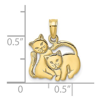 10K Yellow Gold Two Kittens Pendant – view 4