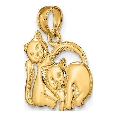 10K Yellow Gold Two Kittens Pendant – view 6