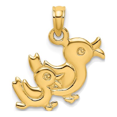 10K Yellow Gold Reversible Two Ducks Charm