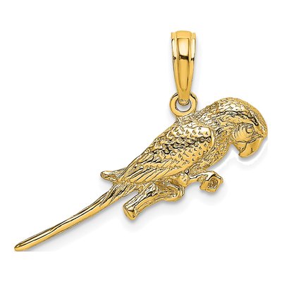 10K Yellow Gold 3D Parrot Charm