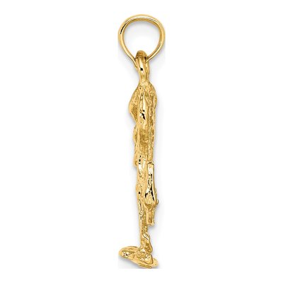10K Yellow Gold 3D Flamingo Pendant – view 3