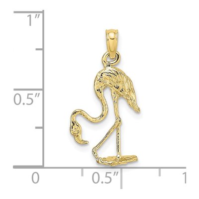 10K Yellow Gold 3D Flamingo Pendant – view 4