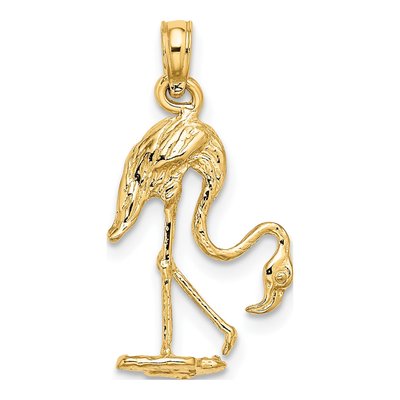 10K Yellow Gold 3D Flamingo Pendant – view 5