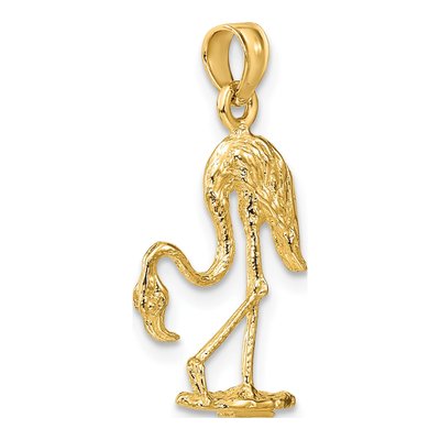 10K Yellow Gold 3D Flamingo Pendant – view 6