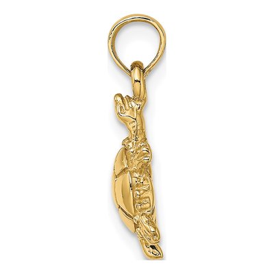 10K Yellow Gold 3D Turtle Charm – view 3