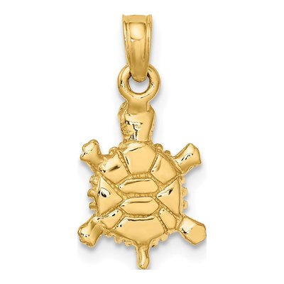10K Yellow Gold 3D Turtle Charm – view 5
