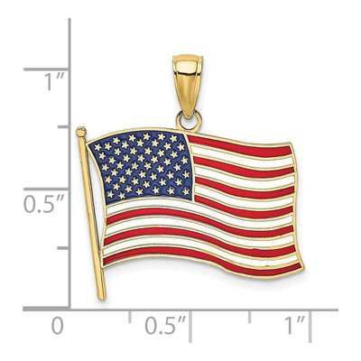 10K Yellow Gold Enameled American Flag Charm – view 4