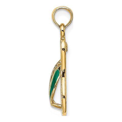 10K Yellow Gold Green Enamel Flip-Flop Charm – view 3