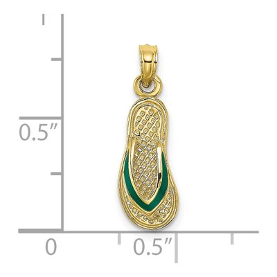 10K Yellow Gold Green Enamel Flip-Flop Charm – view 4