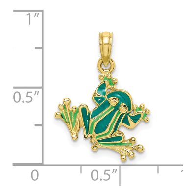 10K Yellow Gold Green Enamel Frog Charm – view 4