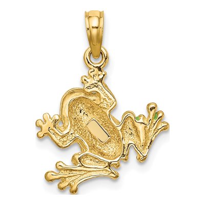 10K Yellow Gold Green Enamel Frog Charm – view 5
