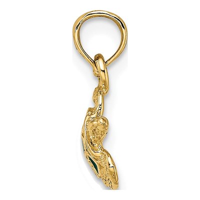 10K Yellow Gold Green Enamel Sea Turtle Charm – view 2
