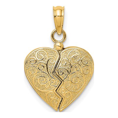 10K Yellow Gold 3D Reversible Enameled Heart Charm – view 5