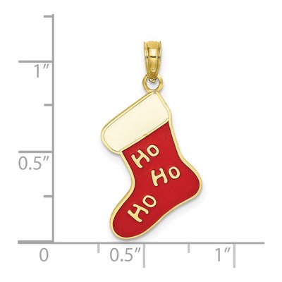10K Yellow Gold Enamel Christmas Stocking Charm – view 4