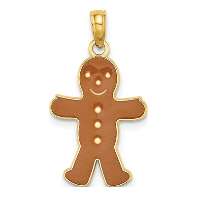 10K Yellow Gold 3D Gingerbread Man Charm – view 5