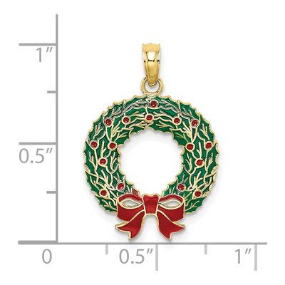 10K Yellow Gold Christmas Wreath Charm – view 4