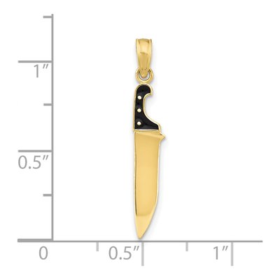 10K Yellow Gold Black Enamel Butcher Knife Charm – view 4