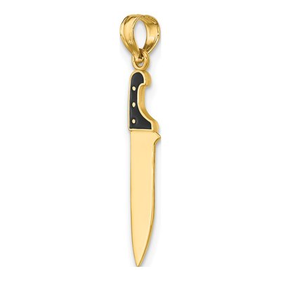 10K Yellow Gold Black Enamel Butcher Knife Charm – view 6