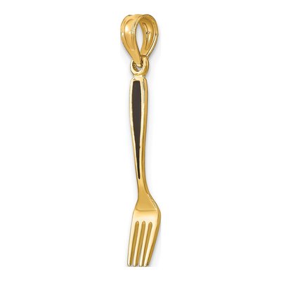 10K Yellow Gold Black Enamel Fork Pendant – view 6