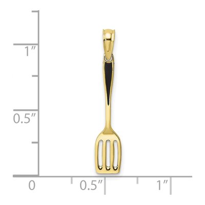 10K Yellow Gold Black Enamel Spatula Charm – view 4