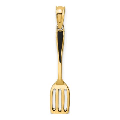 10K Yellow Gold Black Enamel Spatula Charm