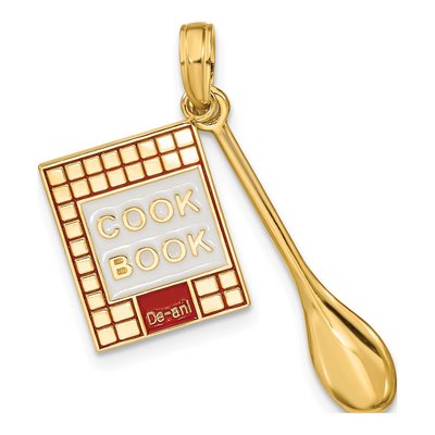 10K Yellow Gold 3D Cook Book Spoon Charm – view 5