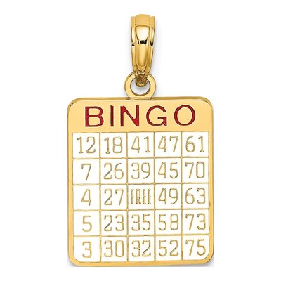 10K Yellow Gold Red Enamel Bingo Charm