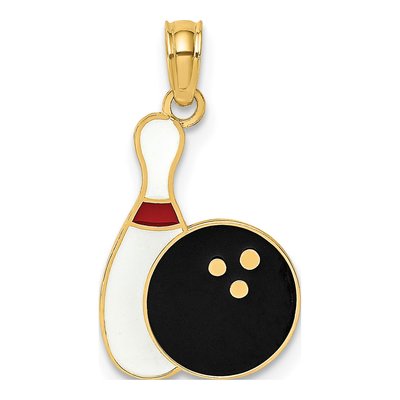 10K Yellow Gold Enameled Bowling Charm