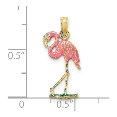 10K Yellow Gold Pink Enamel Flamingo Charm – view 3