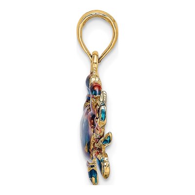 10K Yellow Gold Blue Enamel Crab Charm – view 2