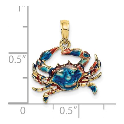 10K Yellow Gold Blue Enamel Crab Charm – view 3