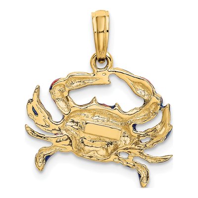 10K Yellow Gold Blue Enamel Crab Charm – view 4